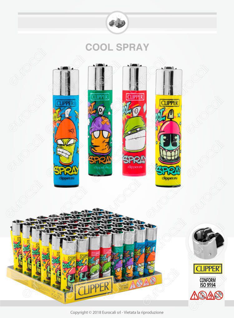 Clipper Large Fantasia Cool Spray - Box da 48 Accendini