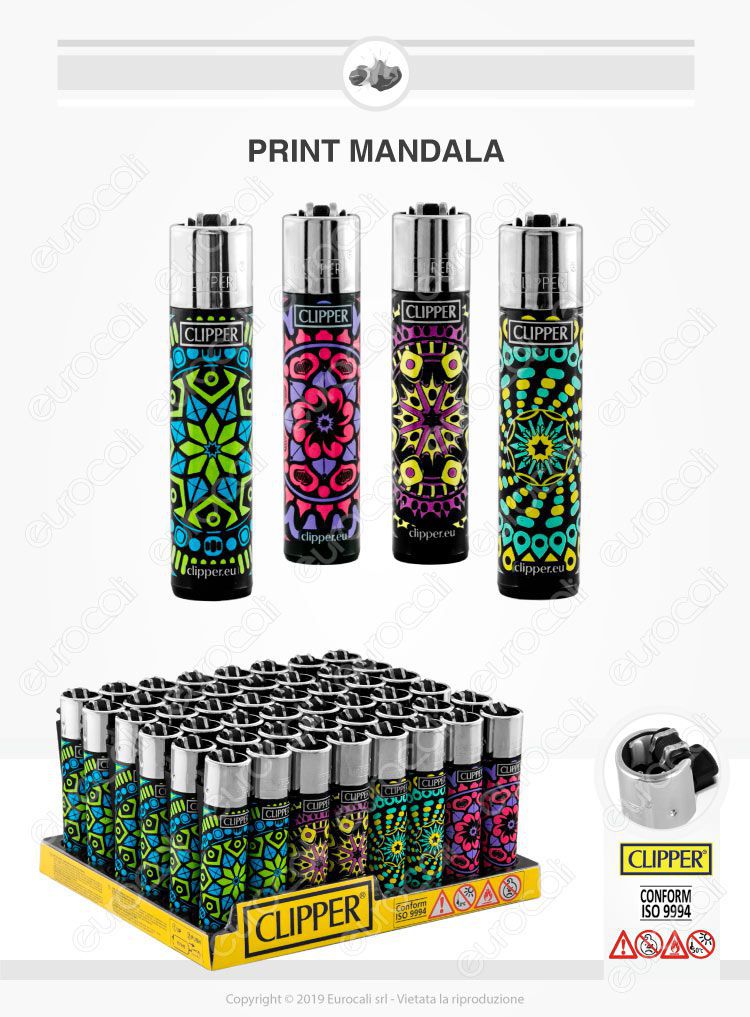 Clipper Large Fantasia Print Mandala - Box da 48 Accendini
