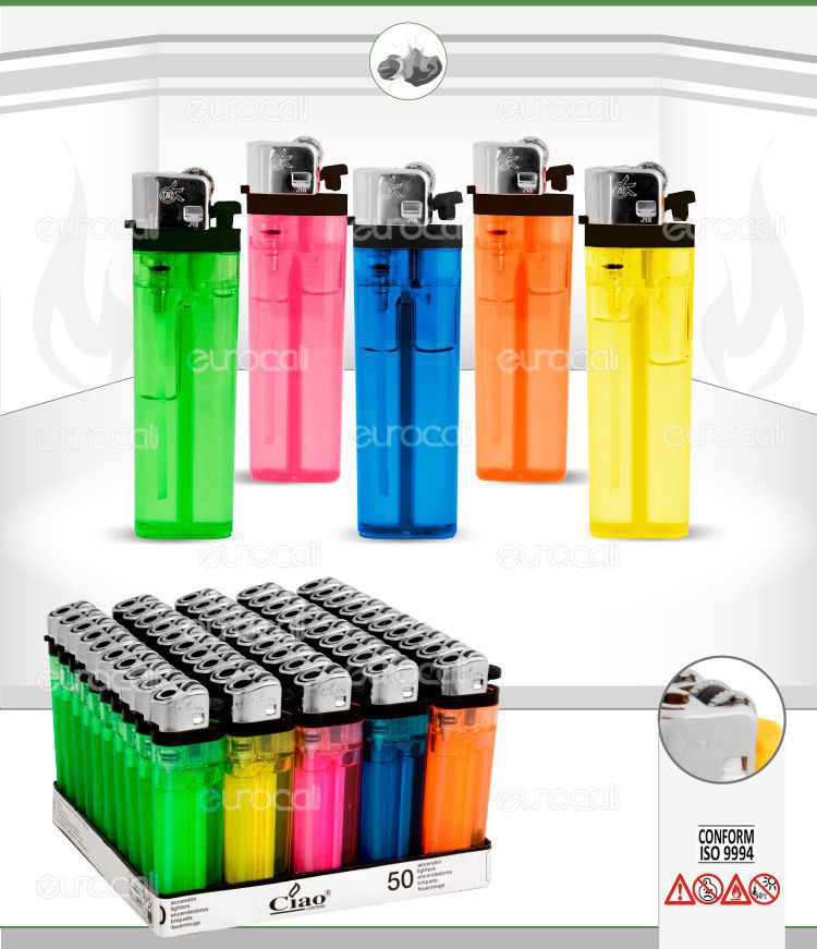 FLAME CLASSIC ACCENDINI TRASPARENTI IN ESPOSITORE DA 50 PEZZI COLORI ASSORTITI