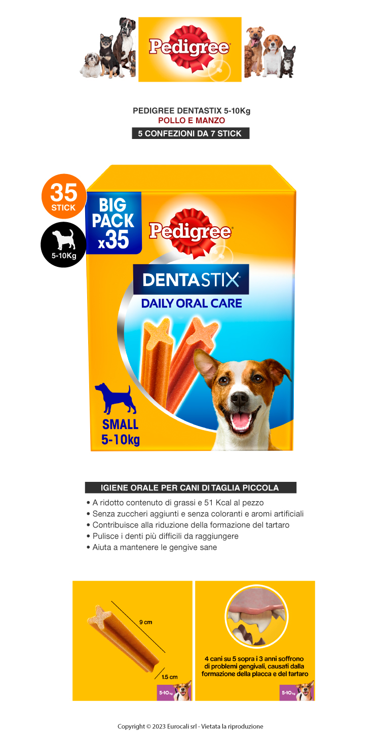Pedigree Dentastix small per l'igiene orale del cane - Confezione da 28 Stick