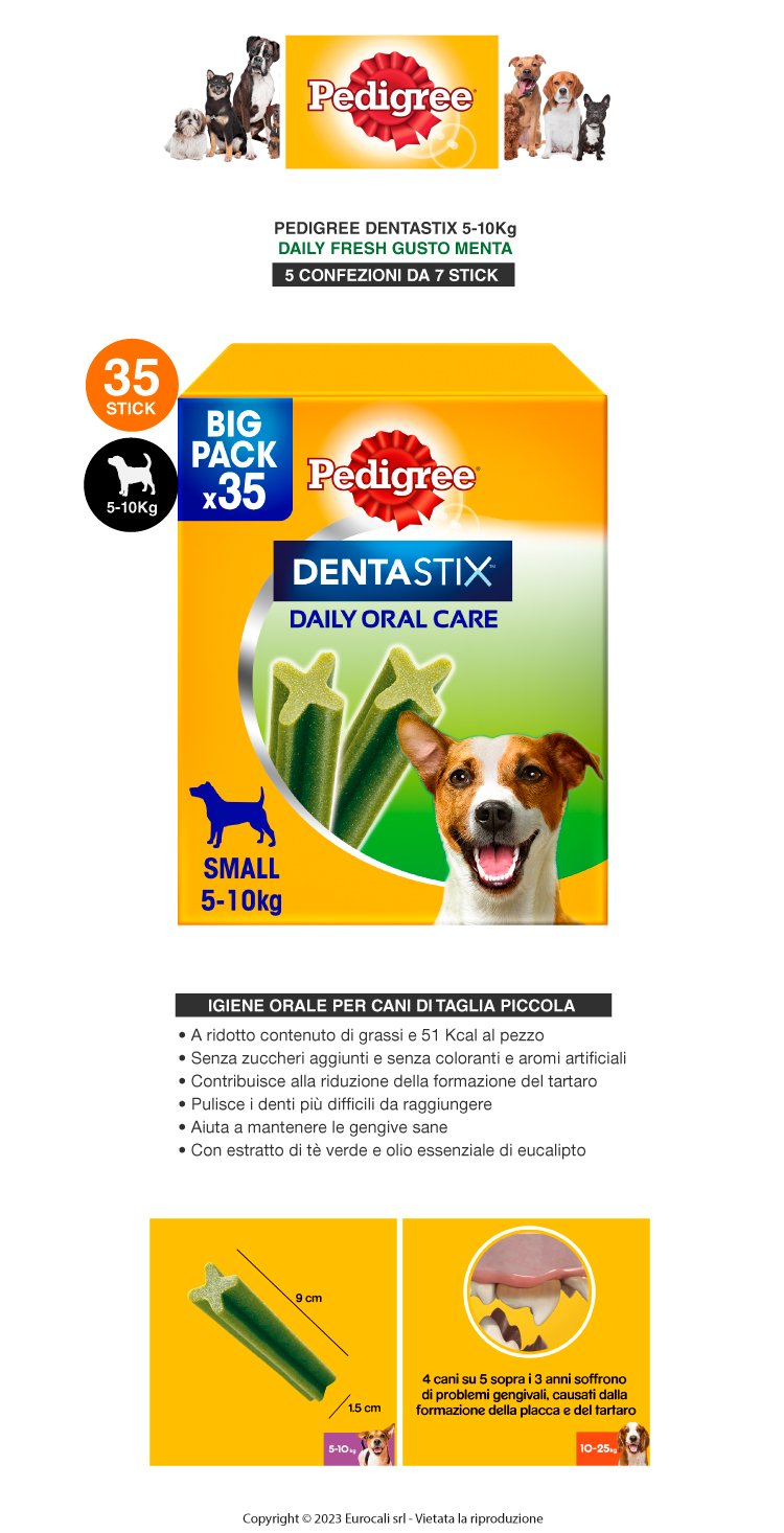 Pedigree Dentastix Fresh small per l'igiene orale del cane - Confezione da 28 Stick