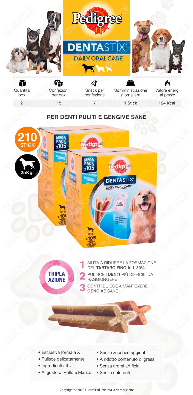Pedigree Dentastix Large per l'igiene orale del cane  2 Confezioni da 105 Stick