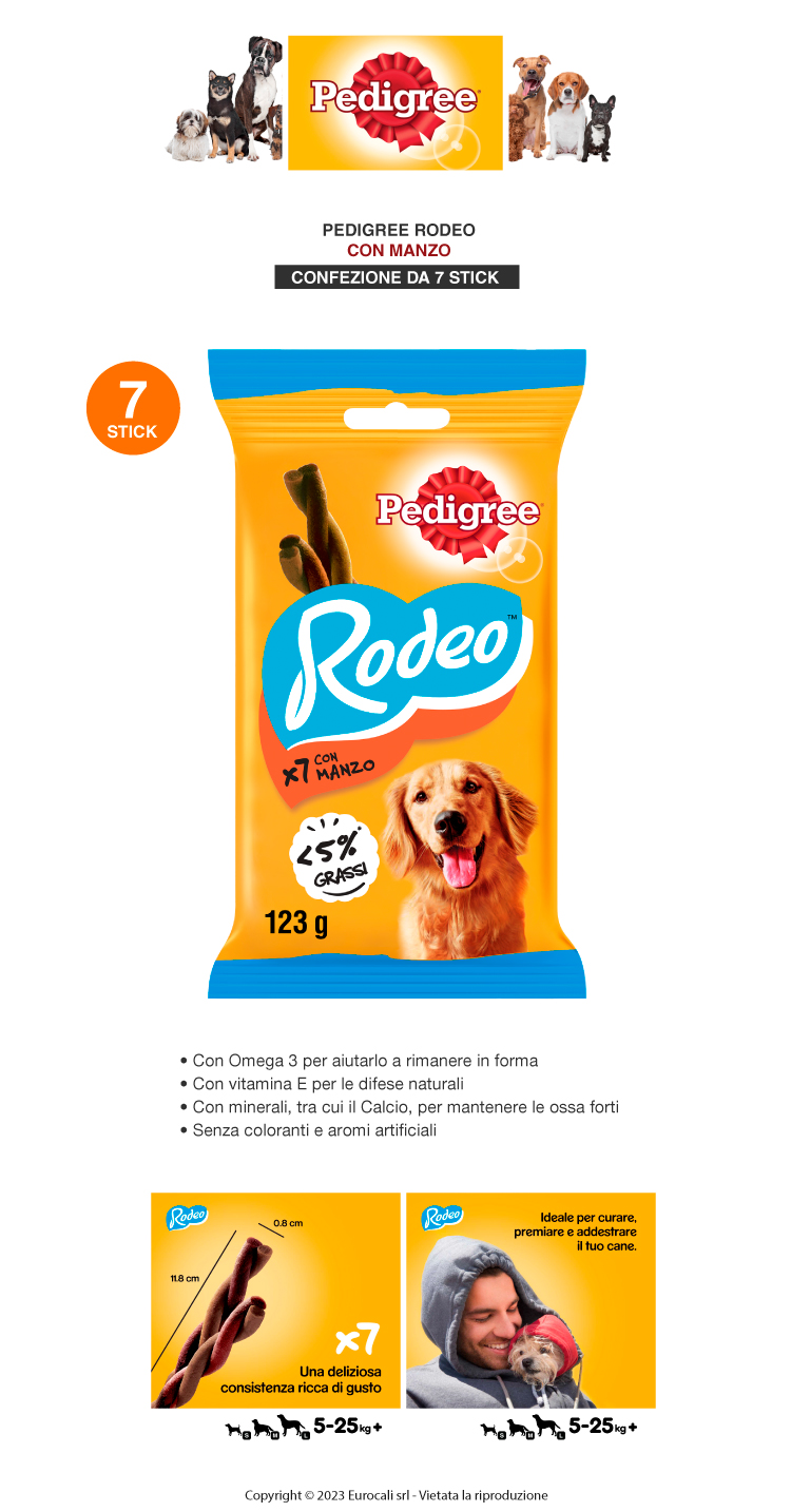 Pedigree Dentastix rodeo snack per cani al gusto manzo  Confezione da 7 Stick