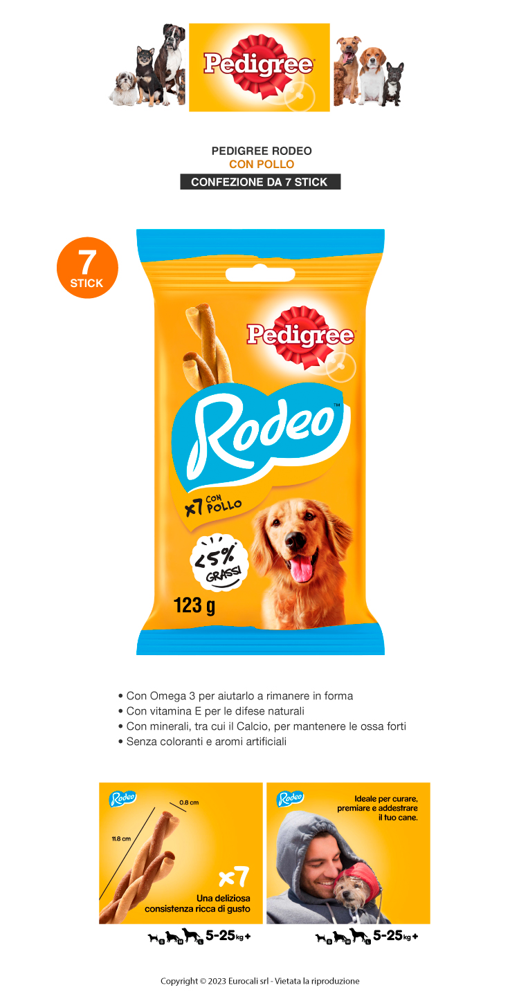 Pedigree Dentastix rodeo snack per cani al gusto pollo Confezione da 7 Stick