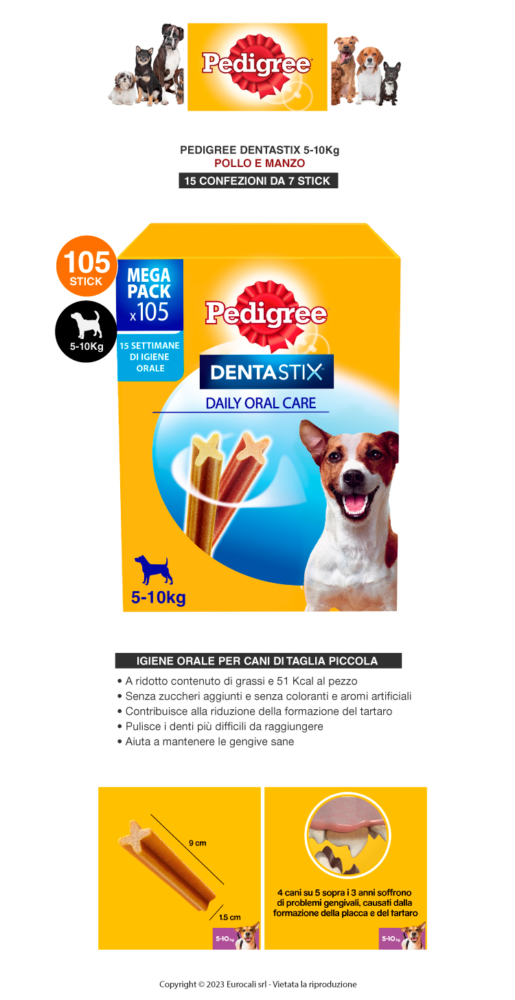 Pedigree Dentastix Daily Oral Care Small per igiene orale cani di taglia piccola 105 stick