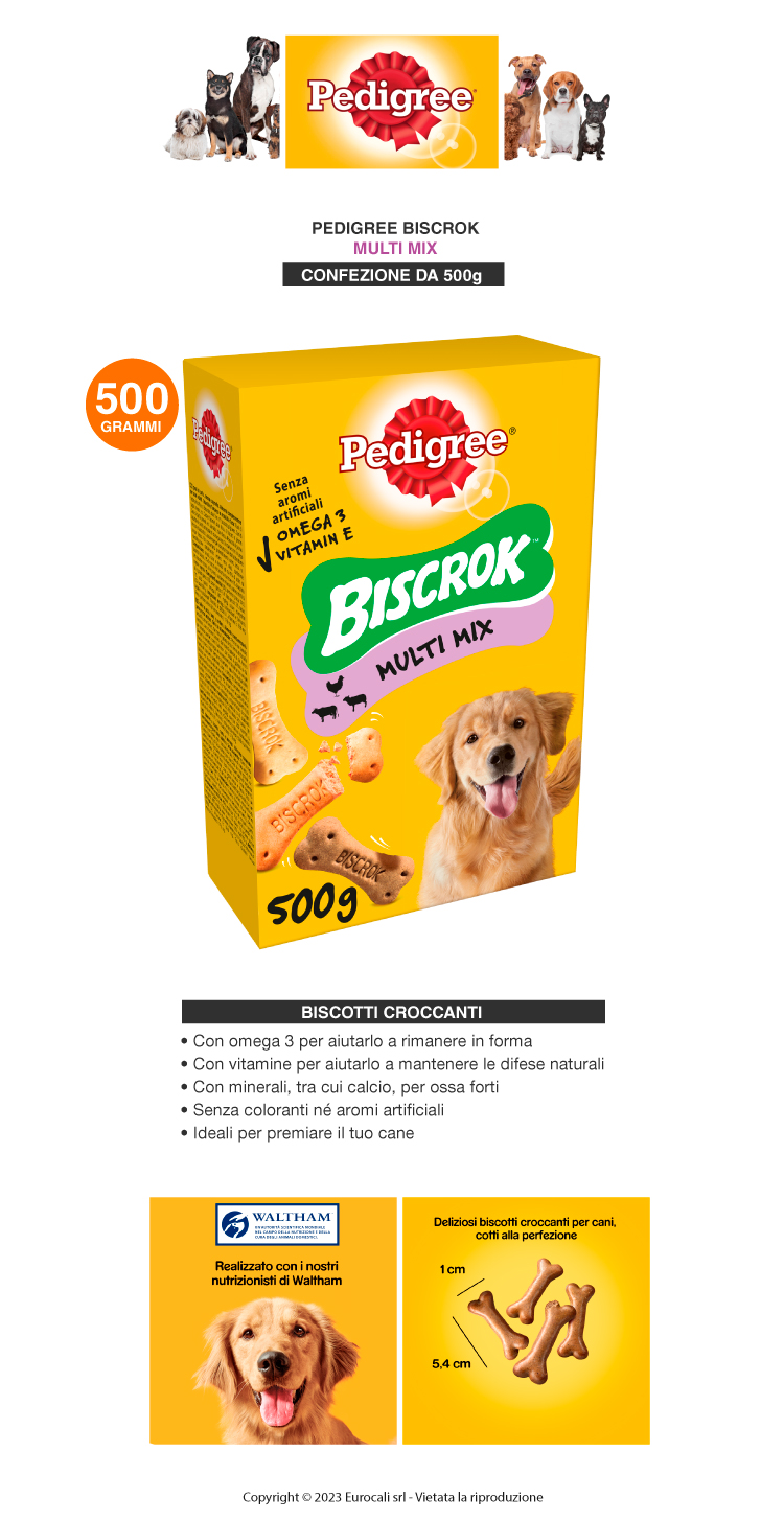 Pedigree Biscrok Multi Mix biscotti secchi croccanti gusto carne per cani 500g