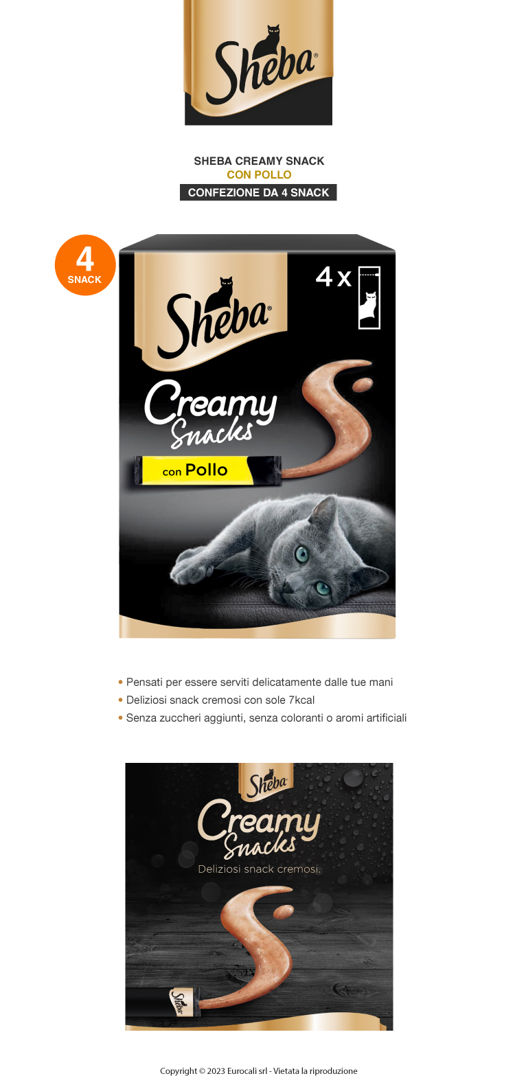 Sheba Creamy Snacks con Pollo per gatti 4 snack
