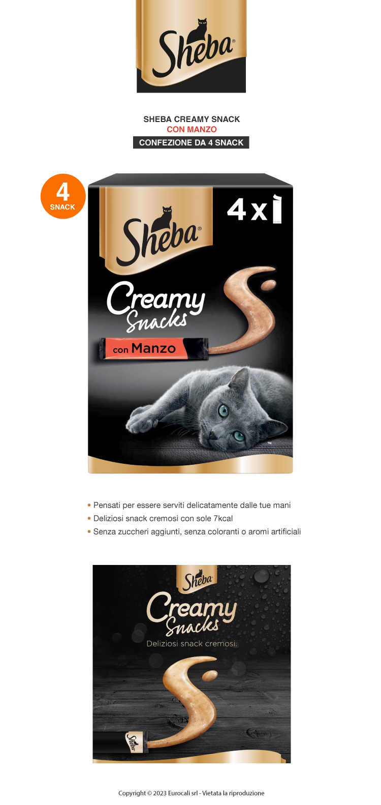 Sheba Creamy Snacks con Manzo per gatti 4 snack
