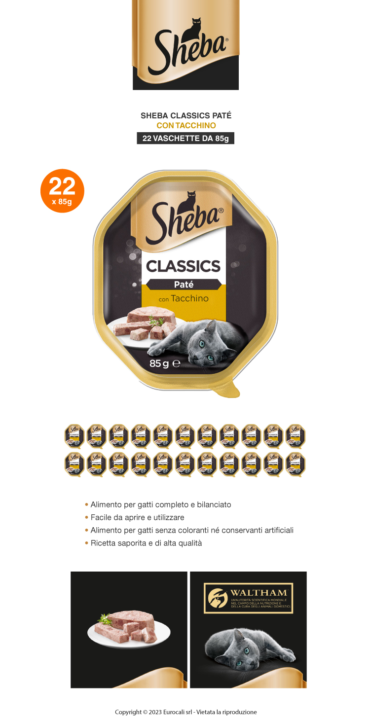 Sheba Classics Paté con Tacchino per gatti 22x 85g