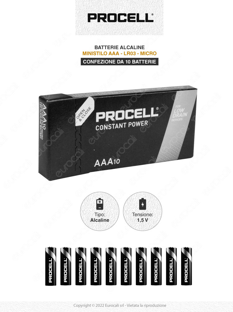 procell constant power mini-stilo aaa 10 batterie