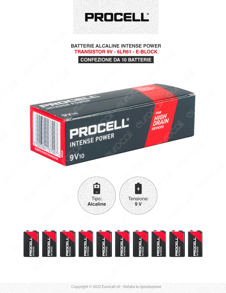 procell intense power 9v 10 batterie