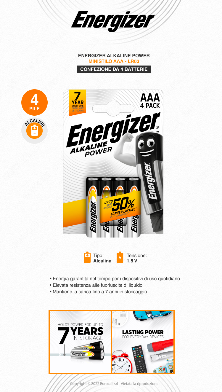 energizer alkaline power ministilo aaa 4 batterie