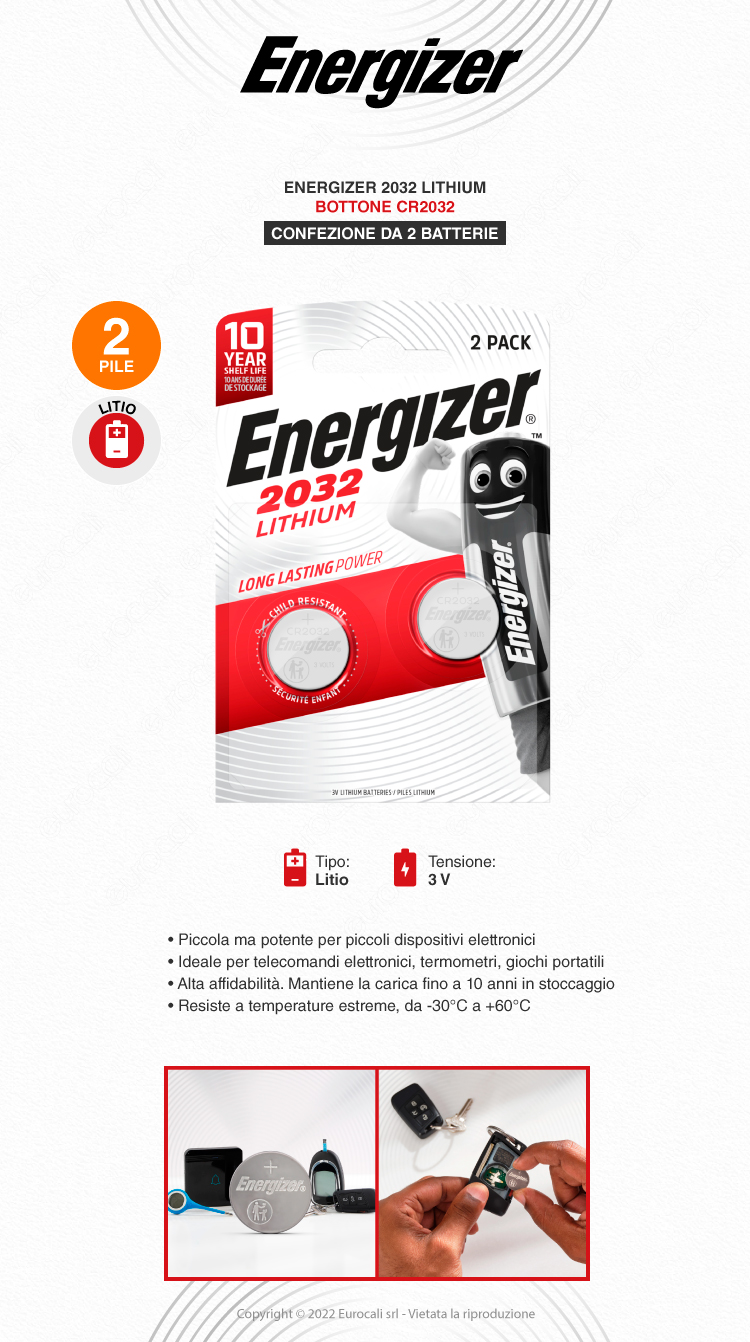 energizer lithium 2032 a bottone 2 batterie a litio specialistiche