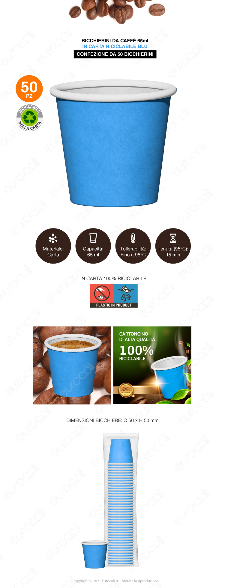 biccheri caffè in carta blu 50x coffee