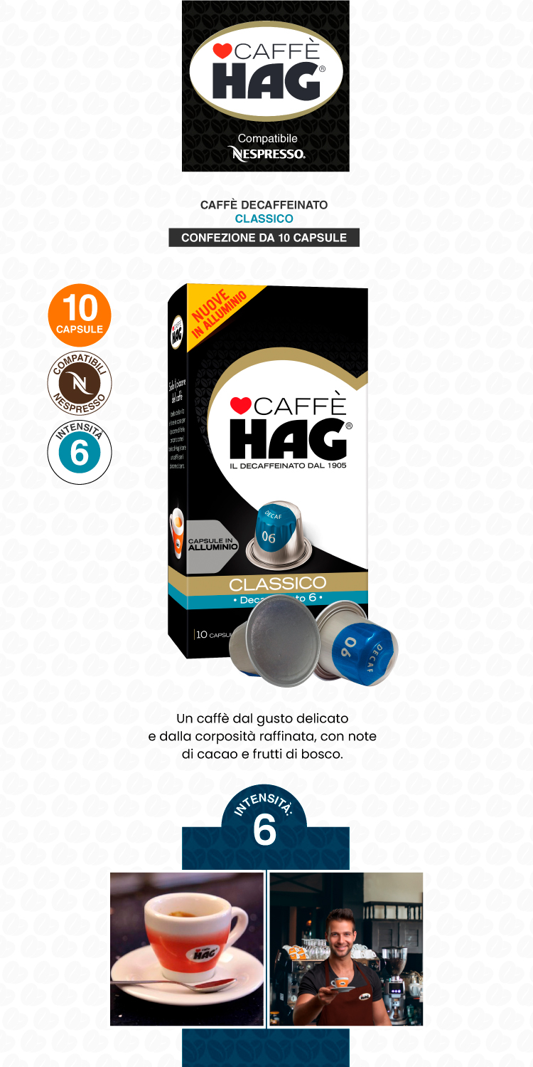 Hag Caffè Decaffeinato Classico 10 Capsule in Alluminio