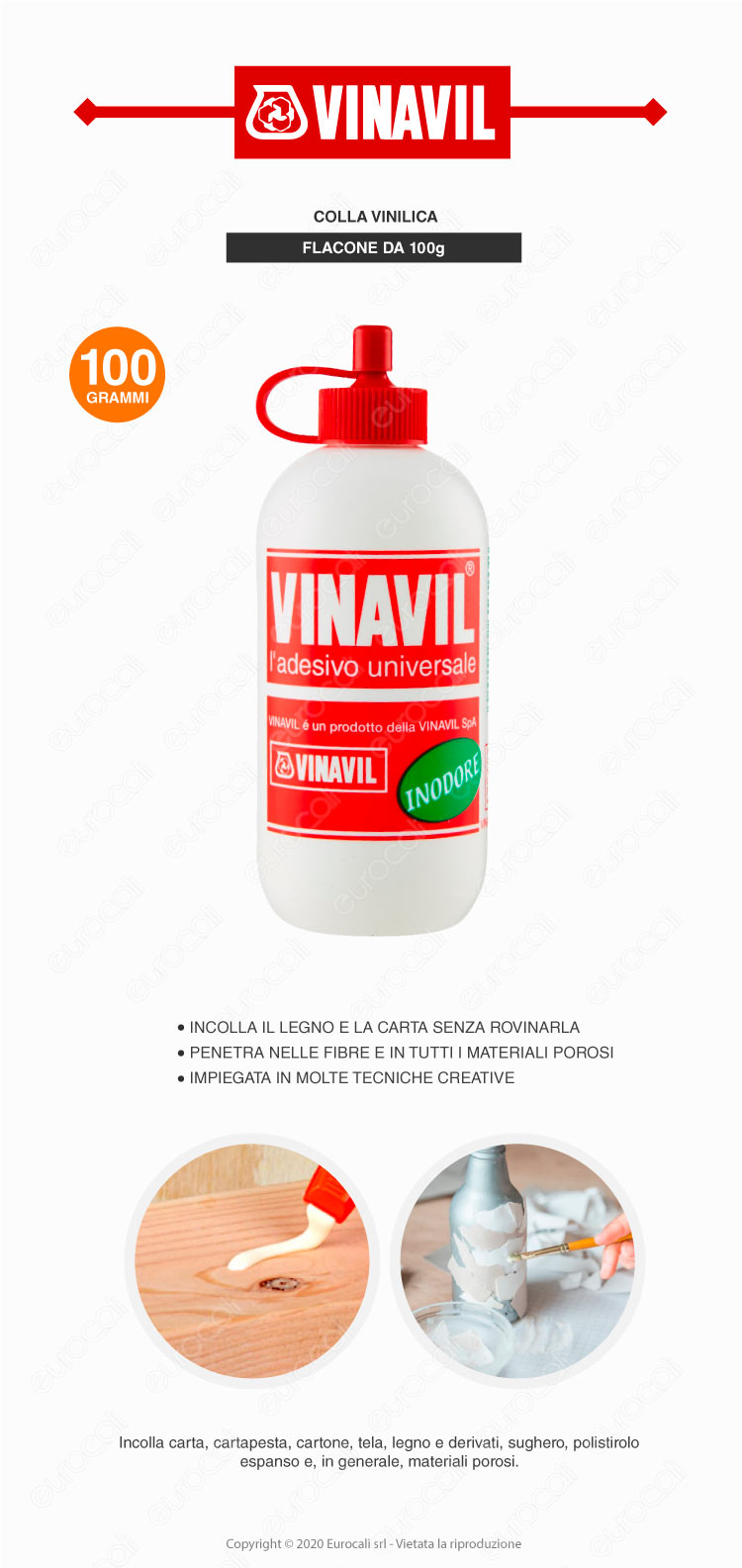 Adesivo Universale Colla Vinilica Inodore Trasparente da 100g Vinavil