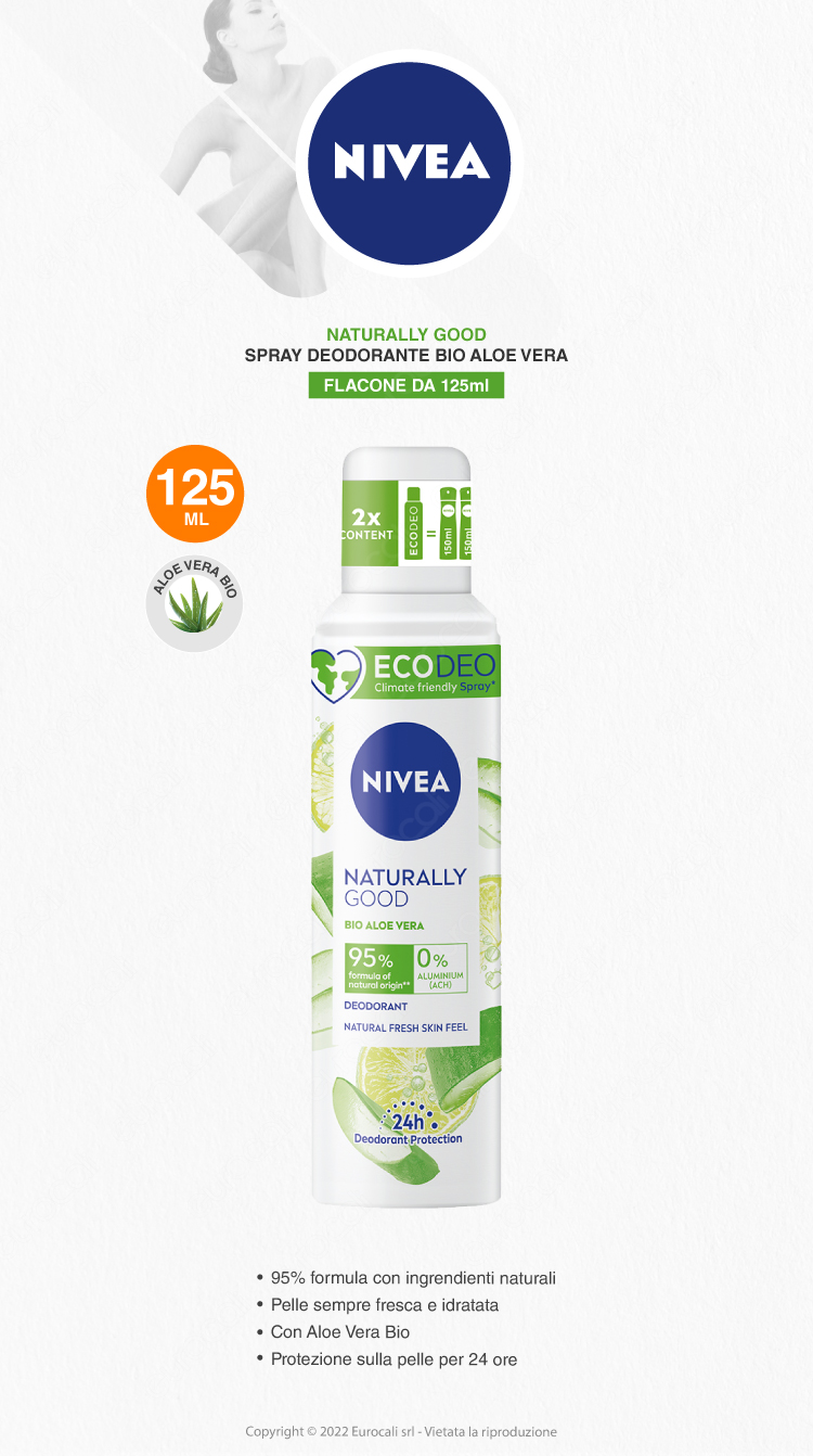 Nivea Naturally Good Bio Aloe Vera Deodorante Spray Naturale 24h