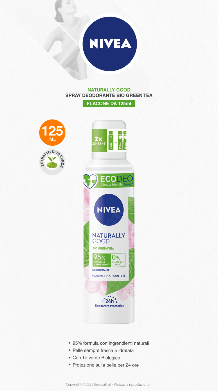 Nivea Naturally Good Bio Green Tea Tè Verde Biologico Deodorante Spray Naturale 24h