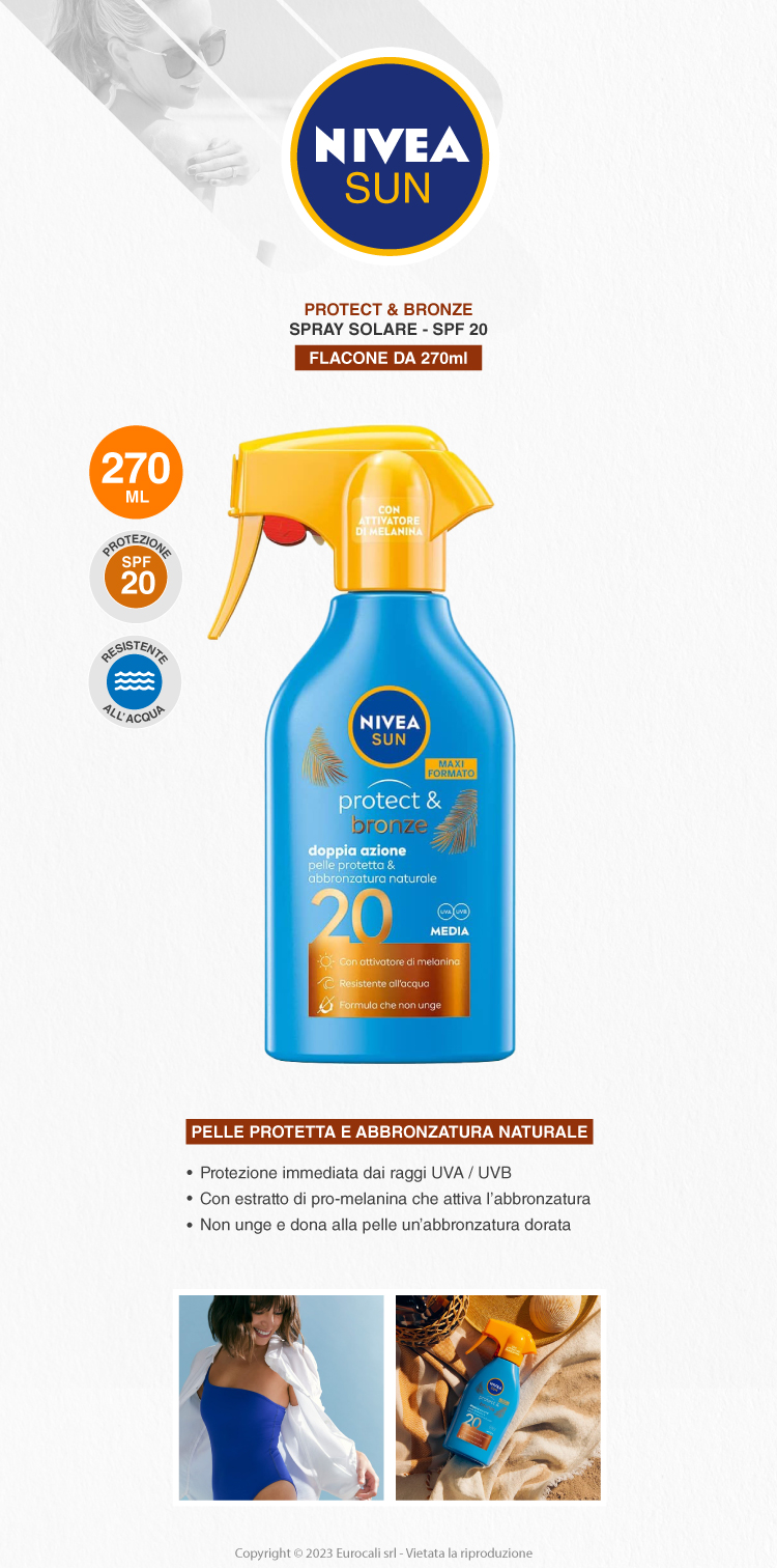 Nivea Sun Protect & Bronze Doppia Azione SPF 20 crema solare spray 270ml