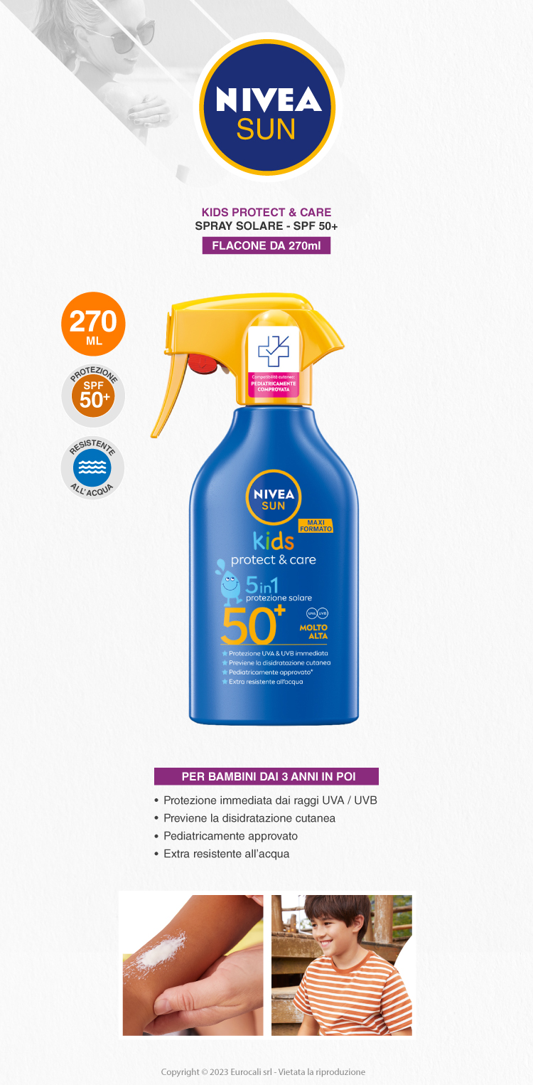 Nivea Sun Kids Protect & Care 5in1 SPF 50+ crema solare spray bambini 270ml