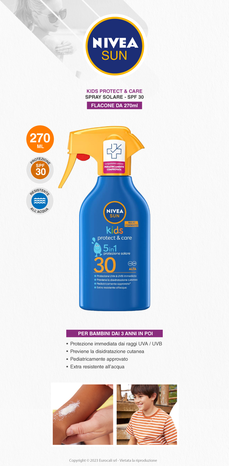 Nivea Sun Kids Protect & Care 5in1 SPF 30 crema solare spray bambini 270ml