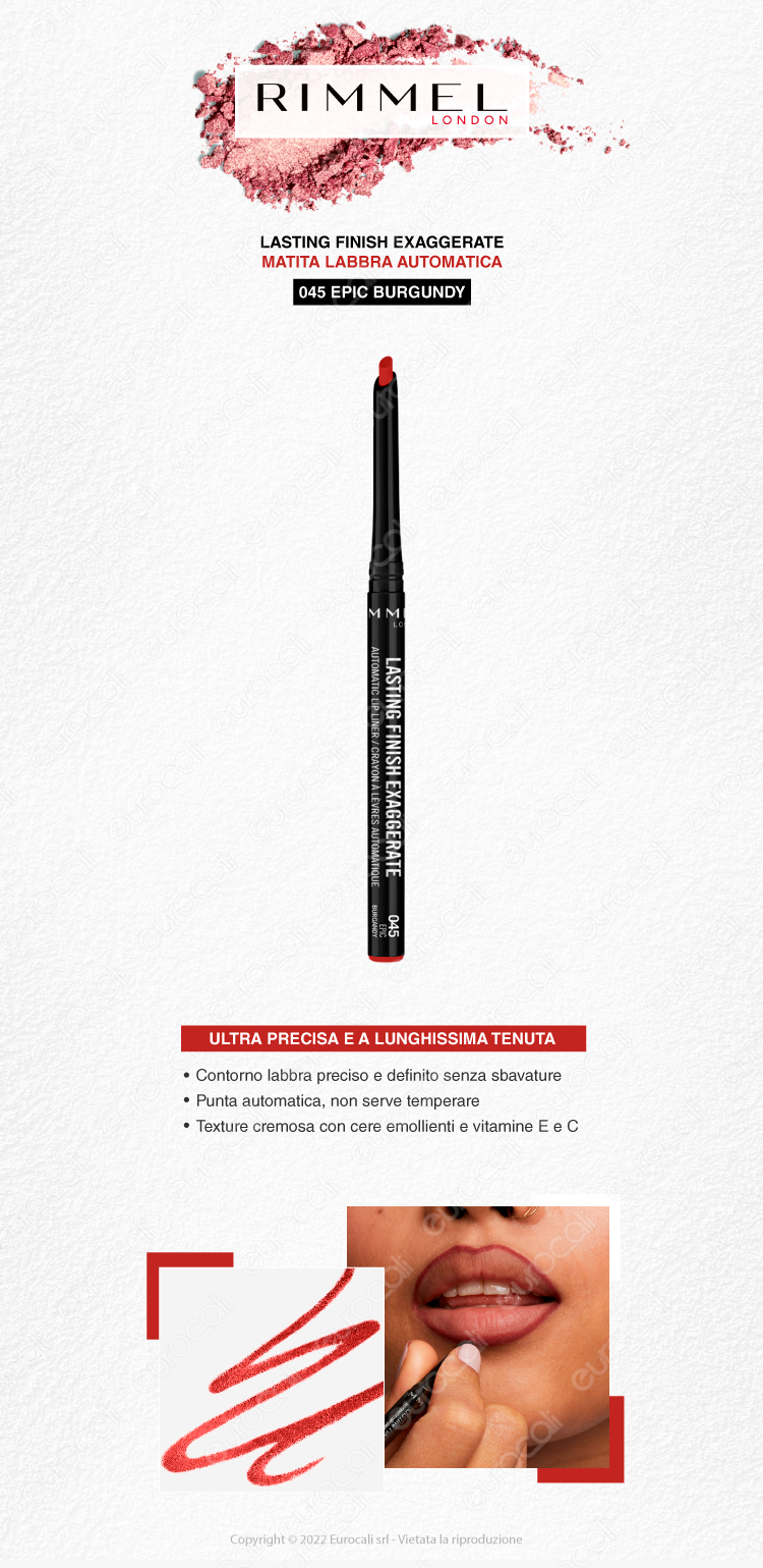 rimmel london matita labbra automatica lasting finish exaggerate 045 epic burgundy