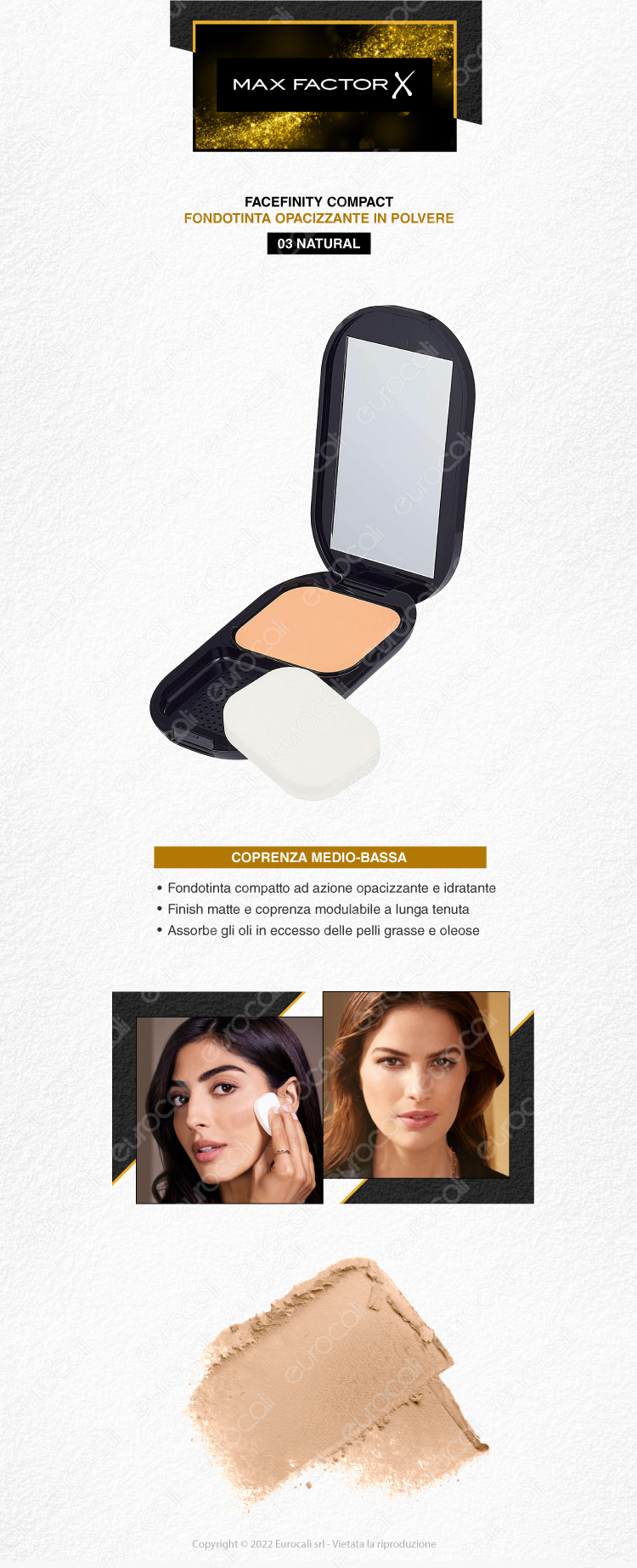 max factor facefinity compact fondotinta compatto spf20 03 natural