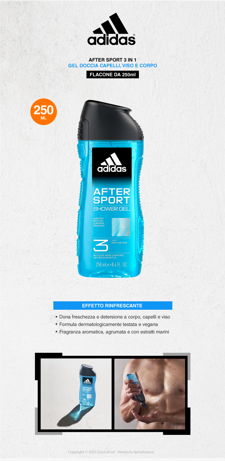 adidas after sport 3in1 gel doccia rinfrescante 250ml