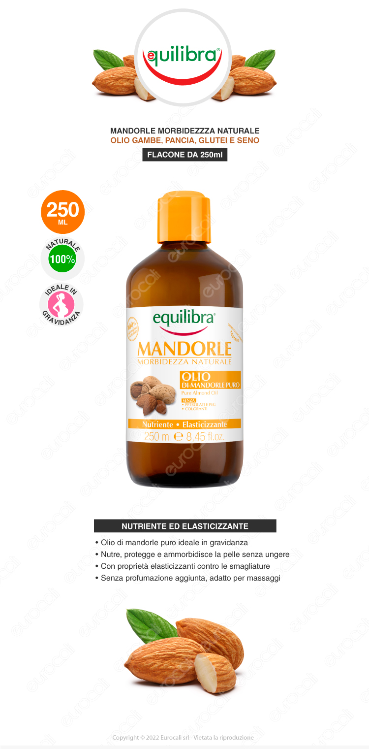 equilibra olio di mandorle puro nutriente elasticizzante 250ml