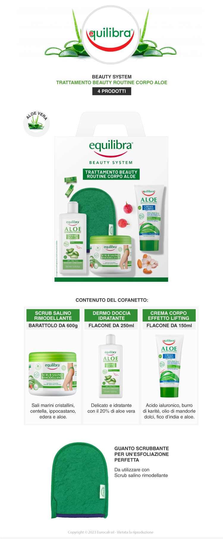 Equilibra Beauty System Trattamento Beauty Routine Corpo Aloe cofanetto 4 prodotti