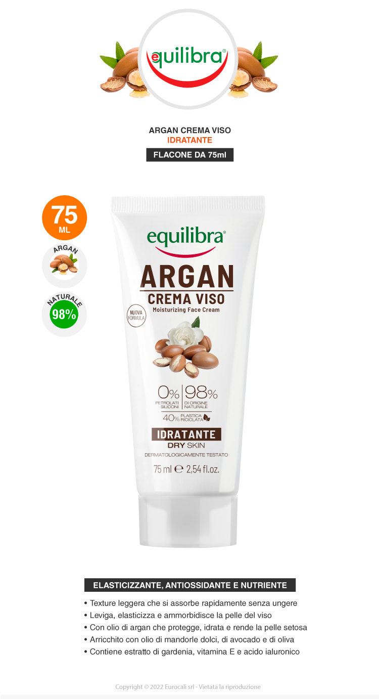 Equilibra Argan Crema Viso Idratante Dry Skin 75ml
