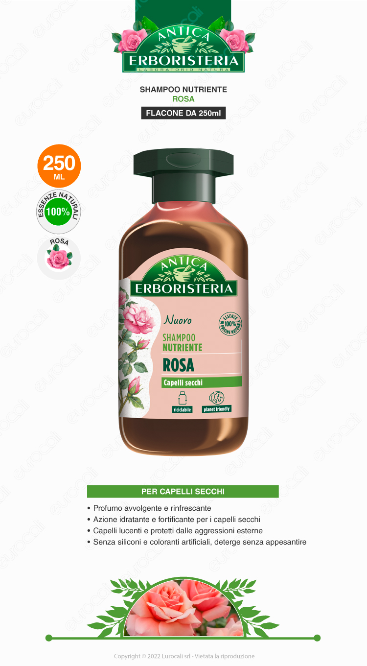 antica erboristeria shampoo nutriente rosa capelli secchi 250ml