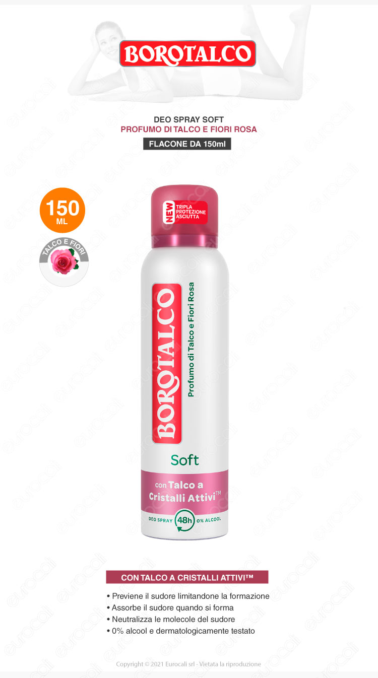 borotalco deo spray soft profumo talco e fiori di rosa 150ml