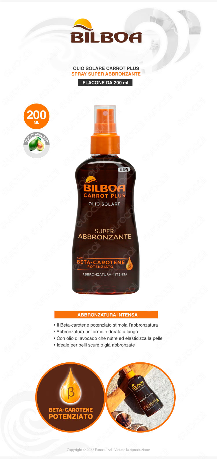 bilboa olio super abbronzante spray 200ml con beta-carotene potenziato