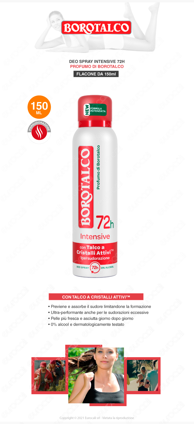 borotalco deo spray 72h intensive cristalli attivi 150ml