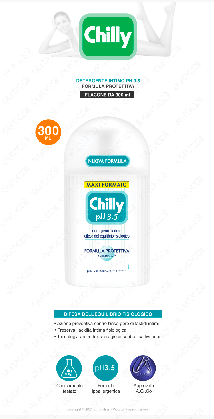chilly gel detergente intimo pH3,5 formula protettiva anti-odor 300ml