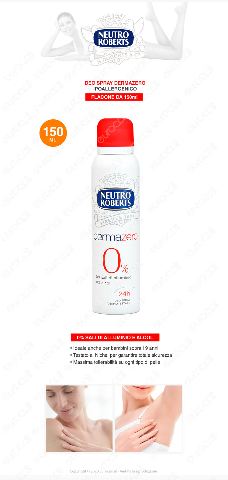 neutro roberts deo spray 24h dermazero ipoallergenico 150ml