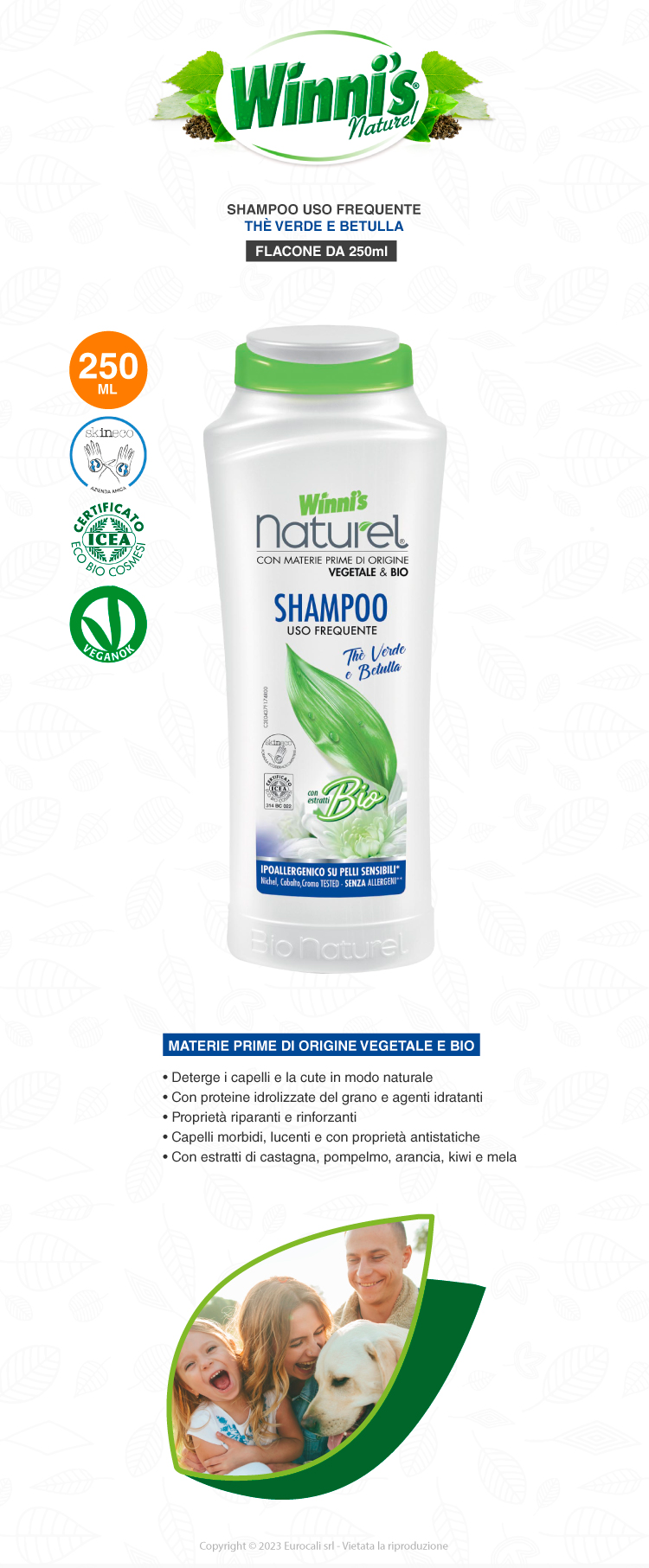 winni's naturel shampoo bio thè verde e betulla 250ml