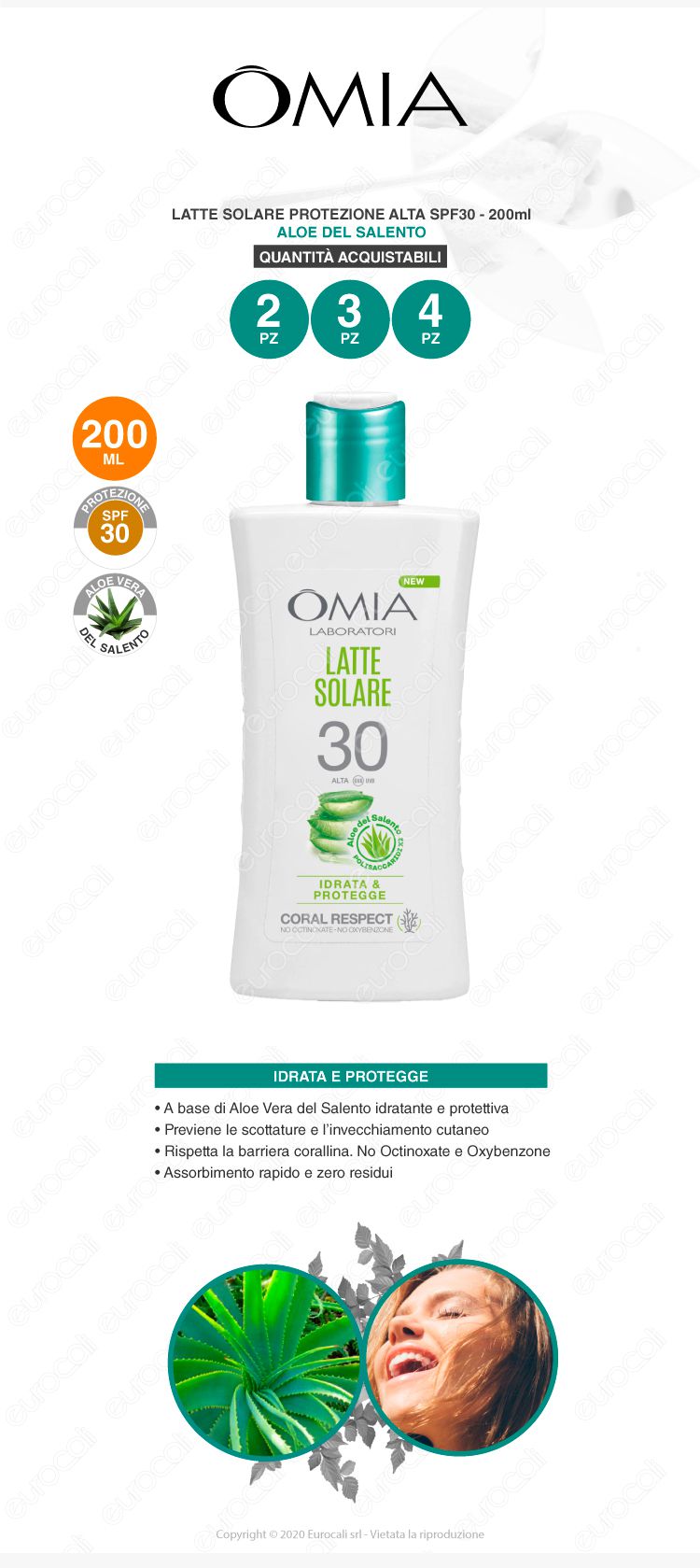 Omia Protezione Solare SPF 30 Idratante con Aloe Vera