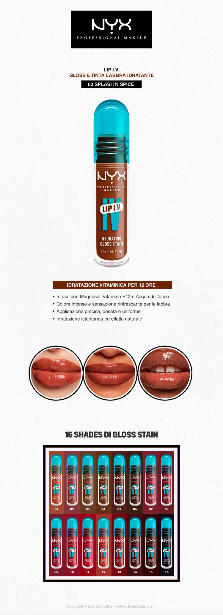 NYX Professional Makeup Lip I.V. Gloss Stain 03 Splash N Spice 5ml