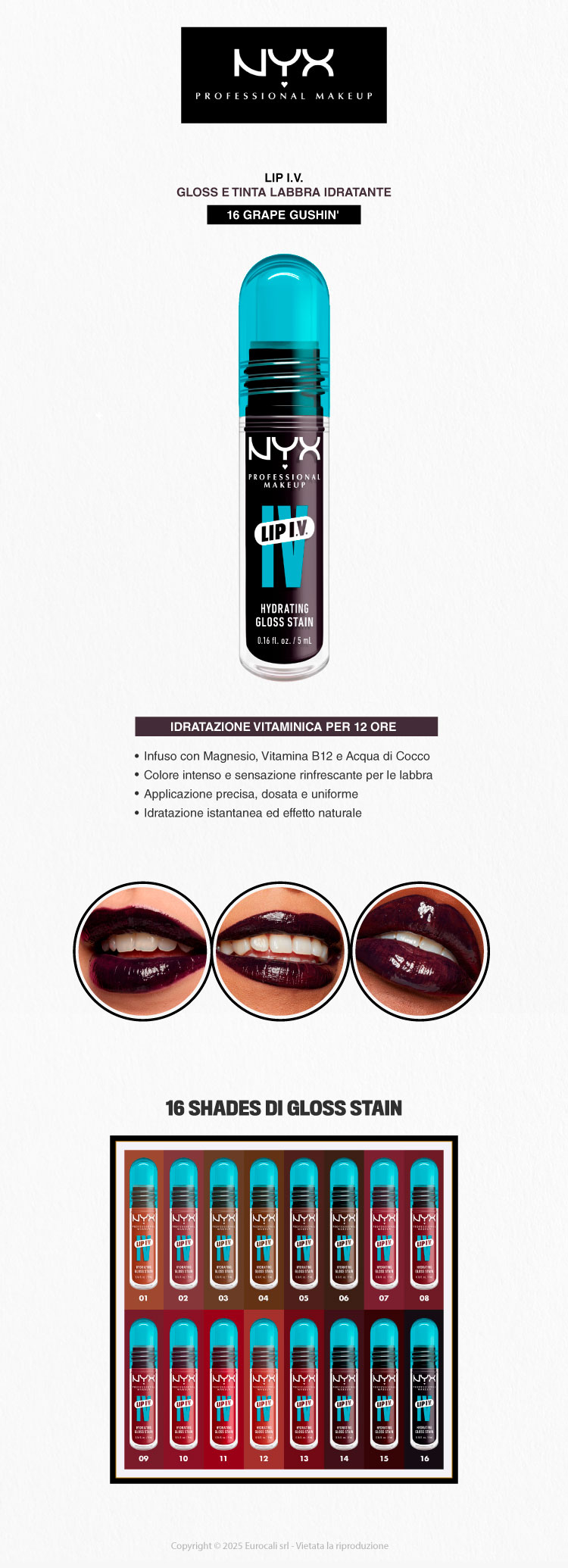 NYX Professional Makeup Lip I.V. Gloss Stain 16 Grape Gushin' 5ml