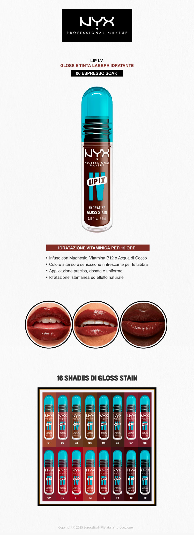 NYX Professional Makeup Lip I.V. Gloss Stain 06 Espresso Soak 5ml