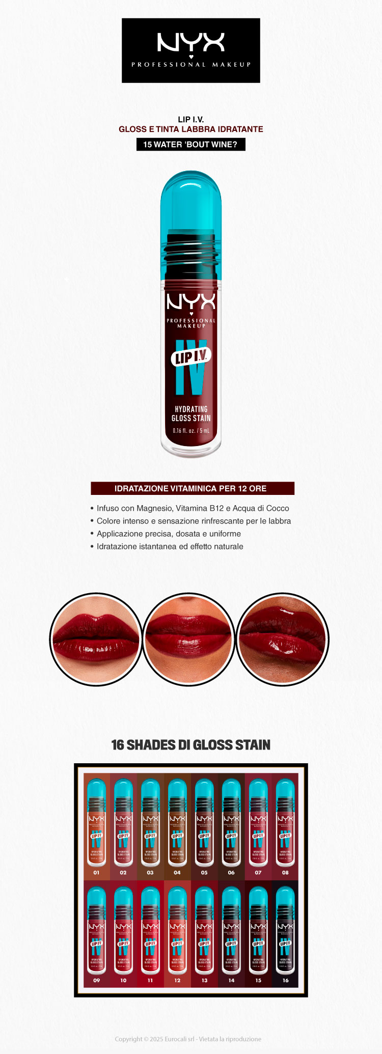 NYX Professional Makeup Lip I.V. Gloss Stain 15 Water 'Bout Wine? 5ml