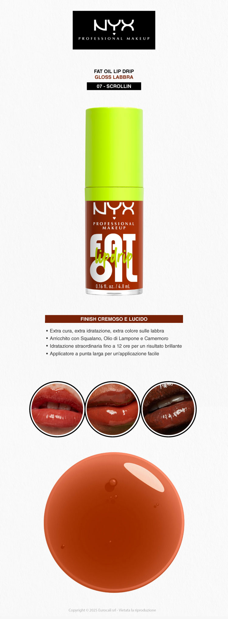 NYX Professional Makeup Fat Oil Lip Drip Gloss Labbra 07 Scrollin