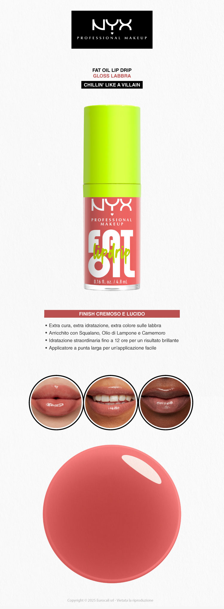 NYX Professional Makeup Fat Oil Lip Drip Gloss Labbra Chillin' Like A Villain