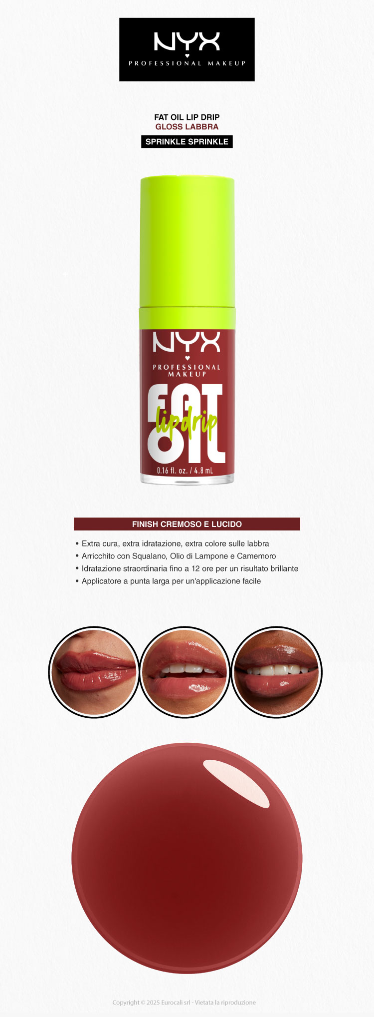 NYX Professional Makeup Fat Oil Lip Drip Gloss Labbra Sprinkle Sprinkle
