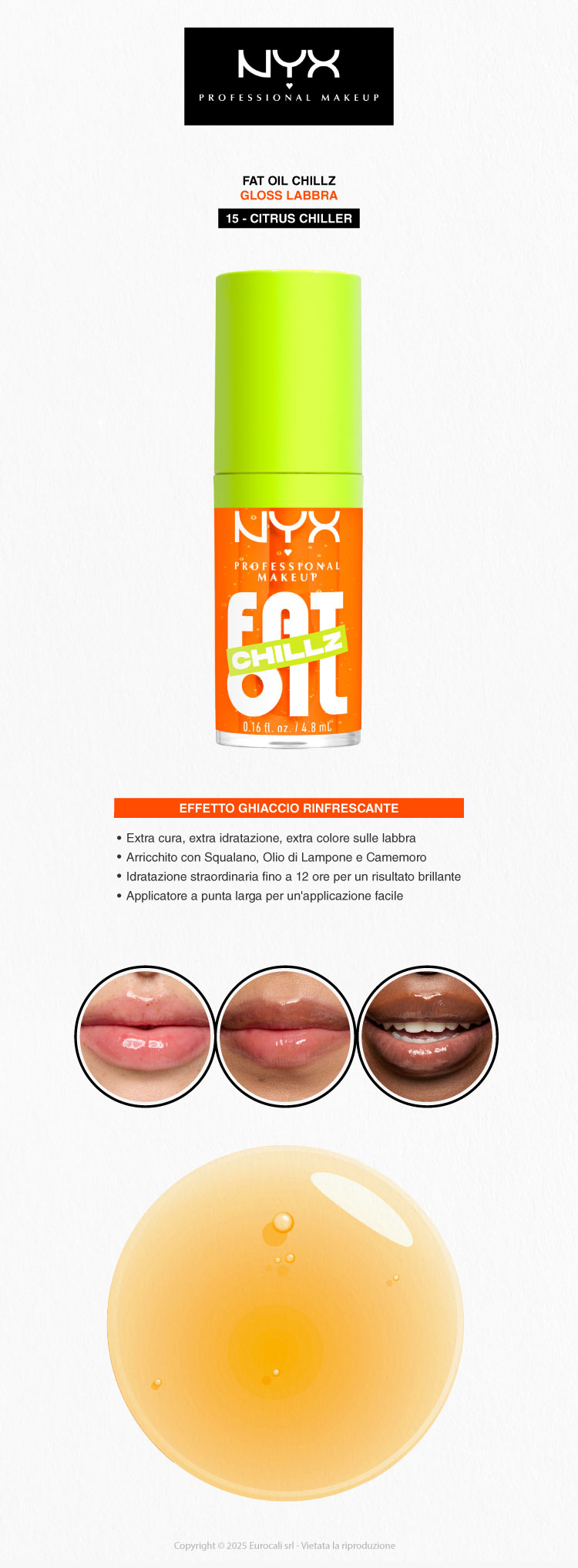 NYX Professional Makeup Fat Oil Chillz Gloss Labbra 15 Citrus Chiller
