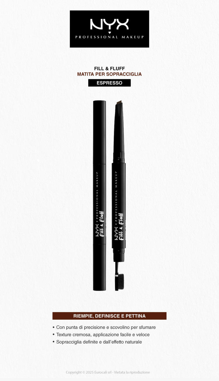 NYX Professional Makeup Fill & Fluff Matita Sopracciglia Doppia Estremità Espresso