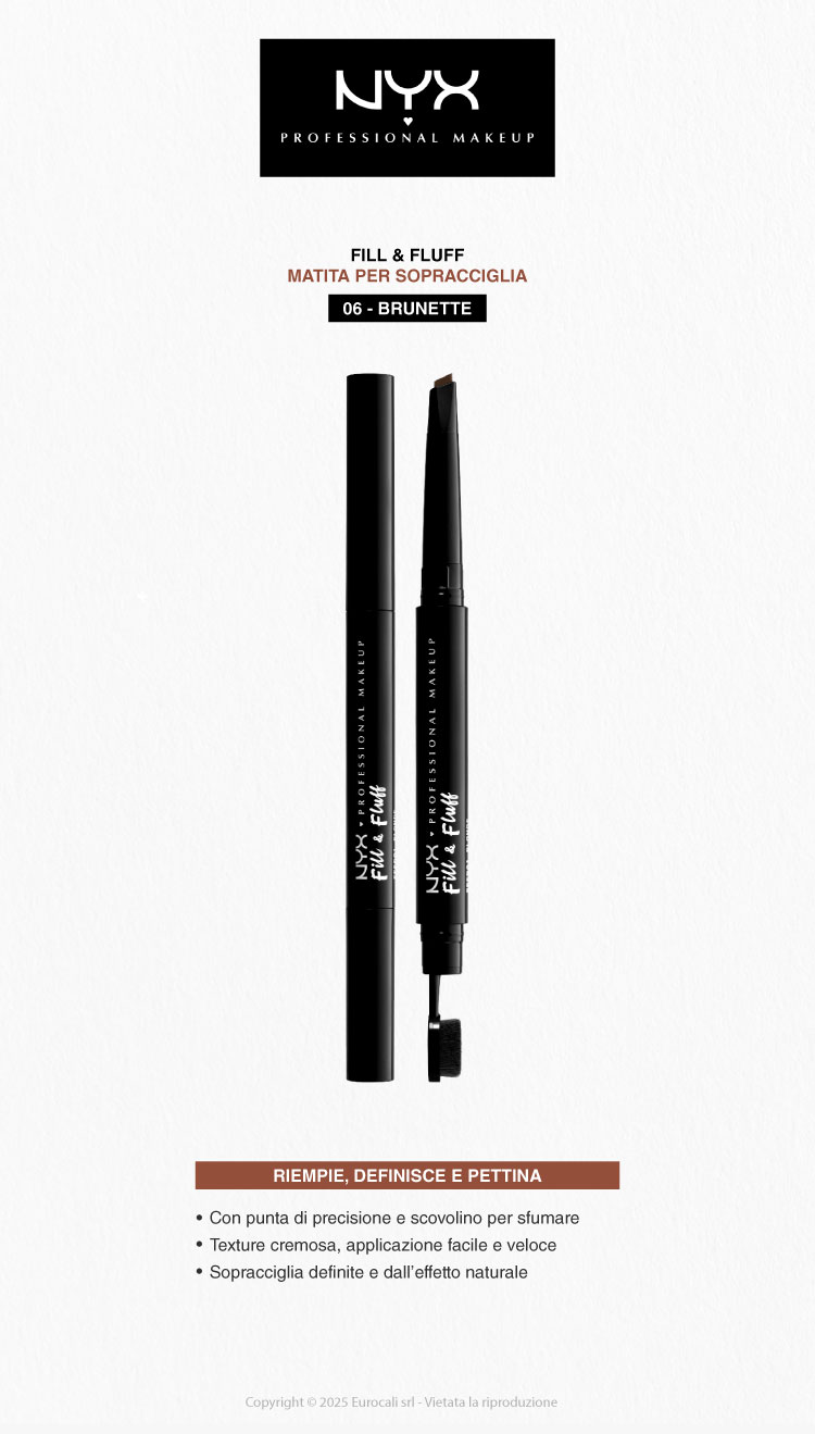 NYX Professional Makeup Fill & Fluff Matita Sopracciglia Doppia Estremità 06 Brunette