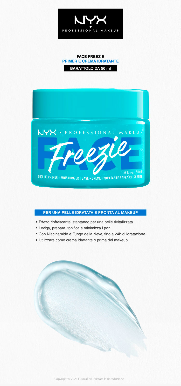 NYX Professional Makeup Face Freezie Cooling Primer+Moisturizer Base Trucco 2in1 Rinfrescante Idratante 50ml